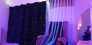 Starlight gordijn zwart,  330 cm breed x 200 cm hoog (incl. lichtbron LED 10W)