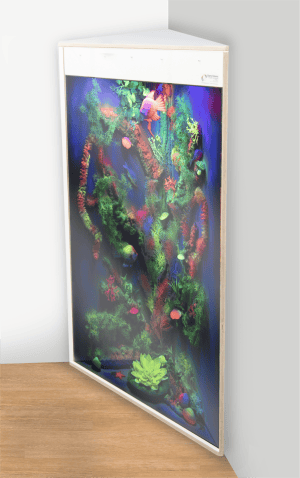 Van € 908 voor € 772: Blacklight aquarium  hoekkast, 125 x 85 x 42 cm (WIT) -ACTIE-
