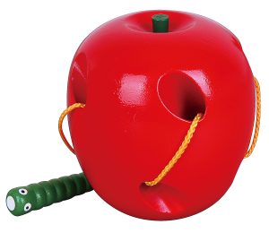 Apple with caterpillar