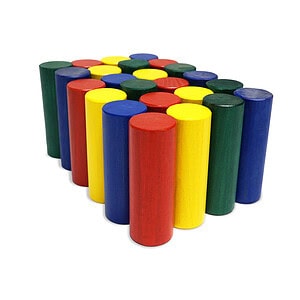 Set van 24 gekleurde staven te gebruiken in de 24-gatenplaat.