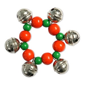 Armband 6 belletjes, kleur, 9 x 2 cm