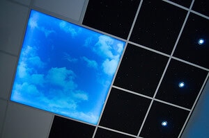 Cloud panel LED RGB 120 x 120 cm in frame (system ceiling) incl. remote control