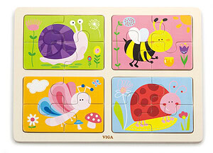 4 in 1 Puzzel vrolijke insecten