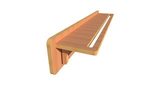 Verstelbare wandbeugel  t.b.v. watermuur 98 cm (Beuken)