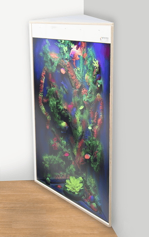 Blacklight aquarium  hoekkast, 125 x 85 x 42 cm (WIT)