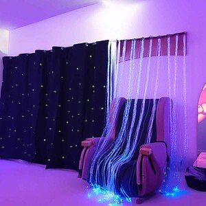 **Starlight gordijn zwart,  330 cm breed x 200 cm hoog (incl. lichtbron LED 10W)