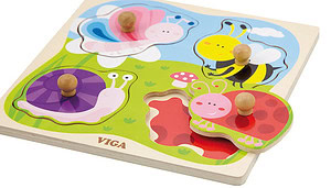 **Puzzel insecten, met houten knop