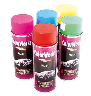 Fluorescent paint in aerosol blue (ozone-friendly)