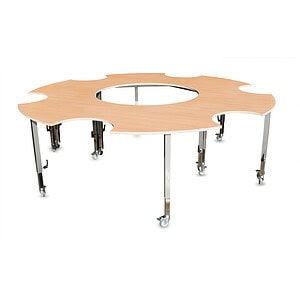 Yin en Yang tafels met buik- en midden uitsparing, set van twee stuks